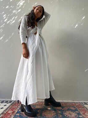 NWT Lazuli Cape Town Ella Reversible Wrap Dress Linen XS